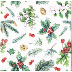 Serwetka -3291- MINI 25x25 cm , wzór 4 krotny  gałązki